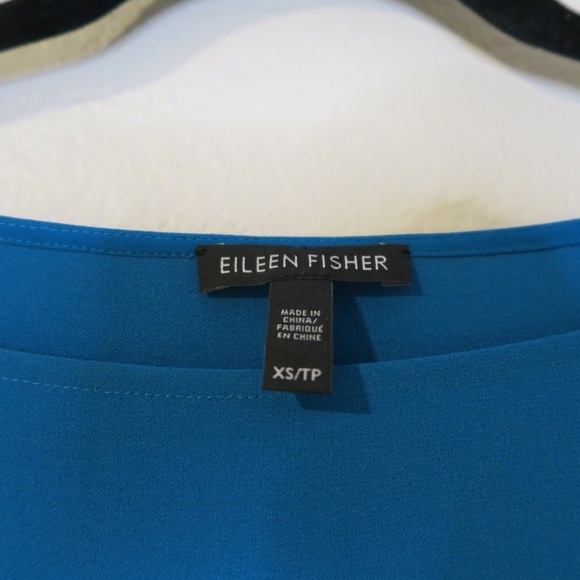 Eileen Fisher Silk Shift Dress Quiet Luxury Classic Formal Lightweight Blue XS - Picture 3 of 7